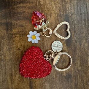 Red Heart and Strawberry Keychain Bag charm Set